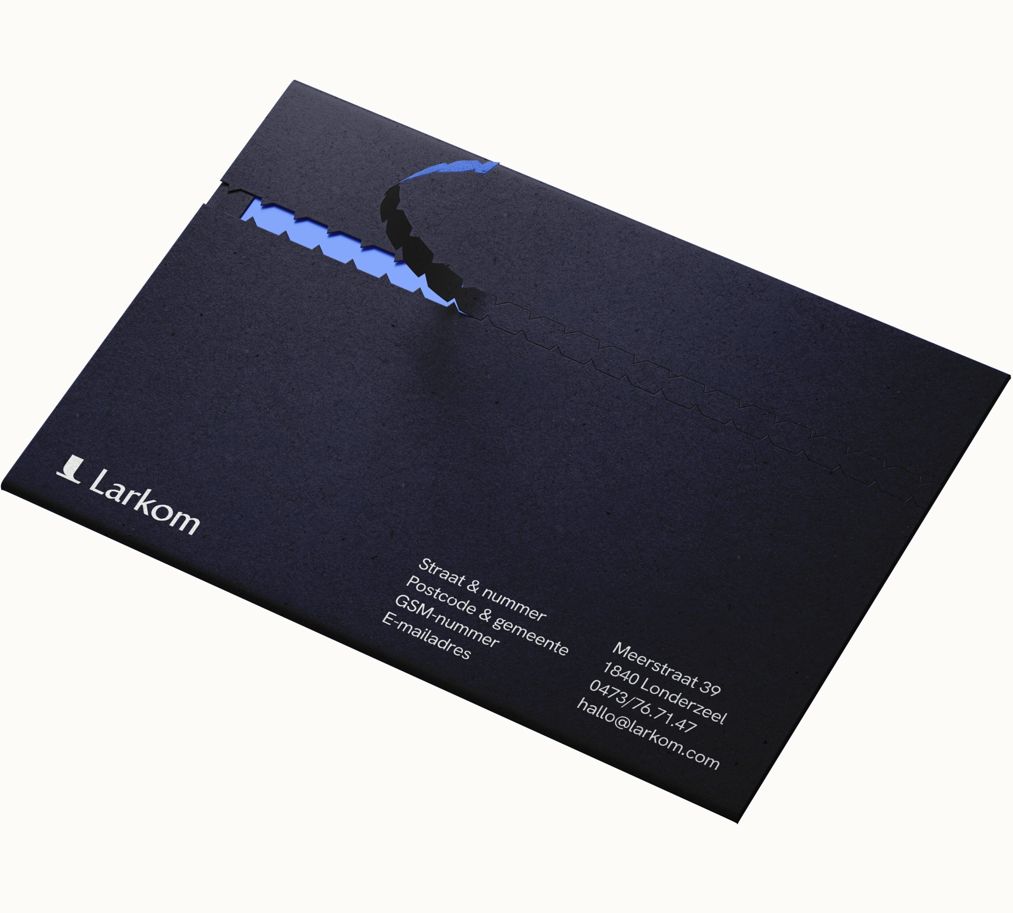 larkom branding envelope mockup
